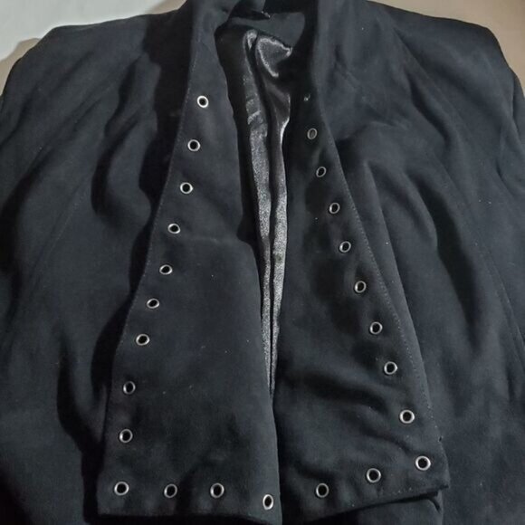 Express Jacket Small Faux Suede Grommet Waterfall Drape Whimsigoth Rocker Chic - Picture 8 of 8